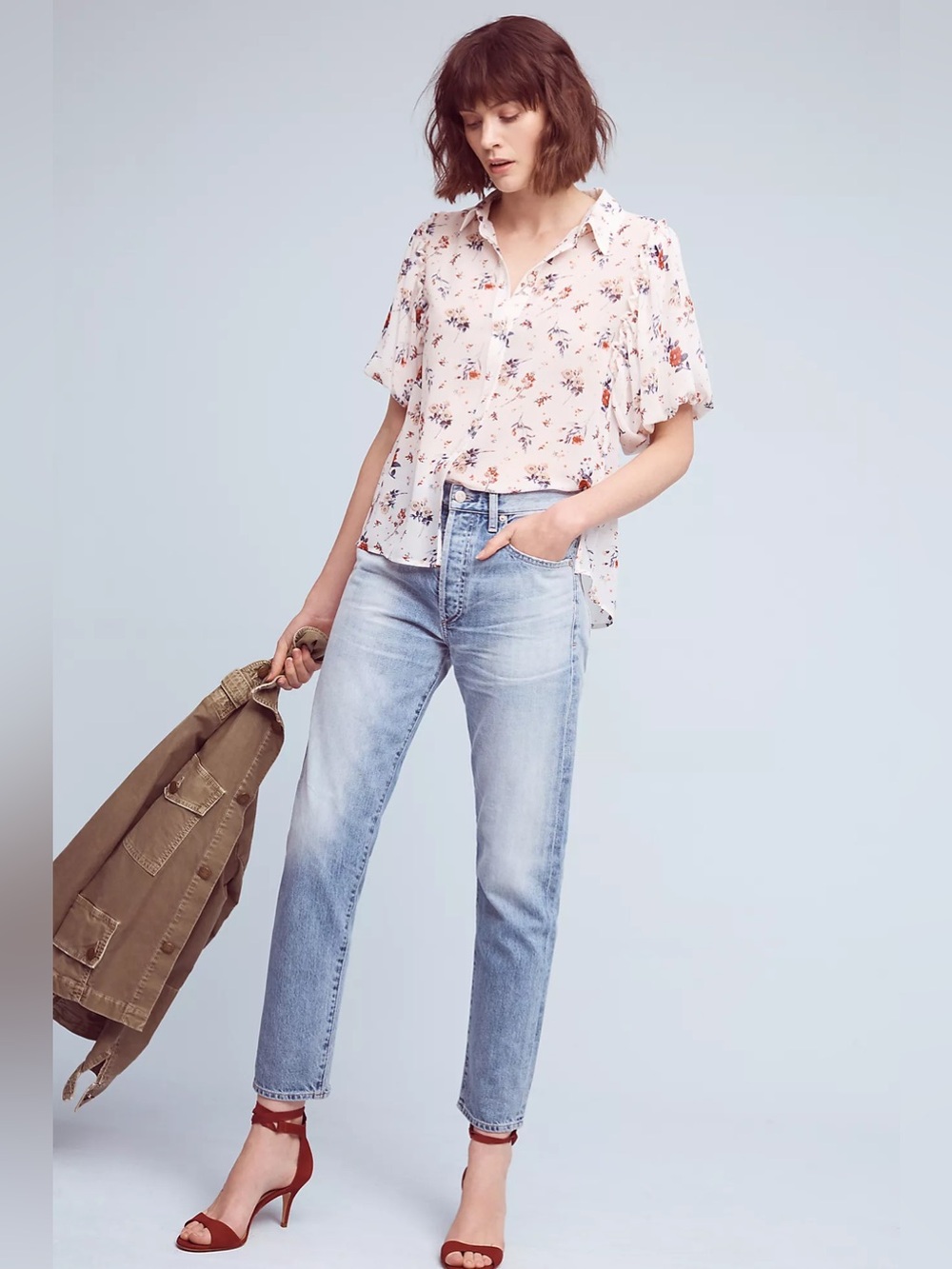 Anthropologie Maeve Dellaroe Floral Buttondown